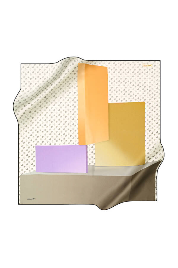 Renkli 90X90 Pierre Cardin Krep Saten Eşarp - 1