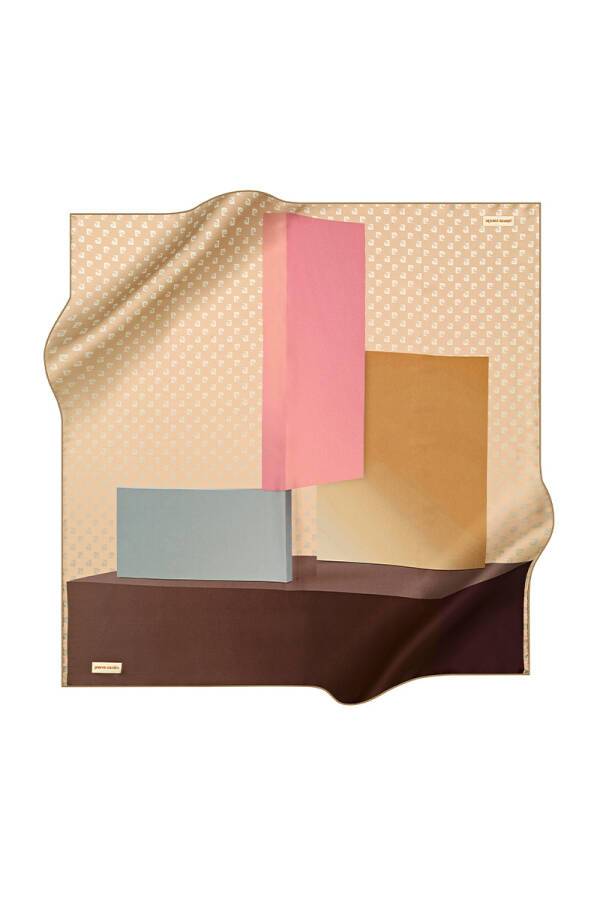 Geometrik Desenli 90X90 Pierre Cardin Krep Saten Eşarp - 1