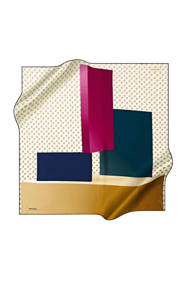 Renkli 90X90 Pierre Cardin Krep Saten Eşarp - 1