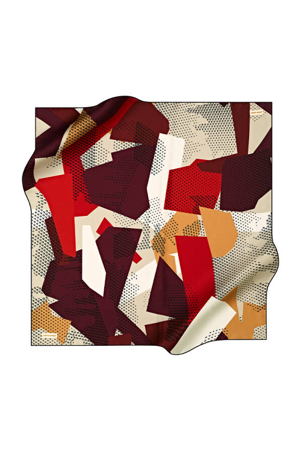 Geometrik Desenli 90X90 Pierre Cardin Krep Saten Eşarp - 1