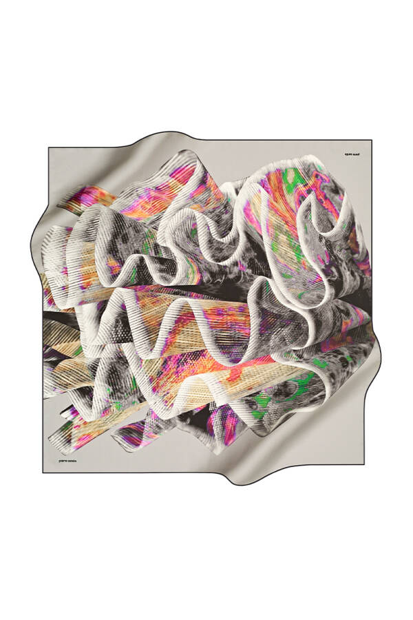 Renkli 90X90 Pierre Cardin Krep Saten Eşarp - 1