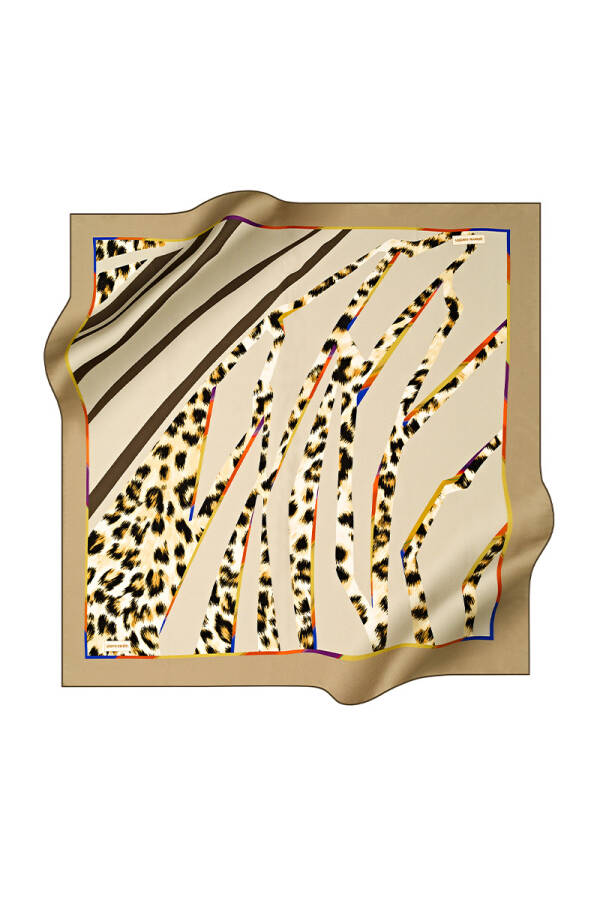Renkli 90X90 Pierre Cardin Krep Saten Eşarp - 1