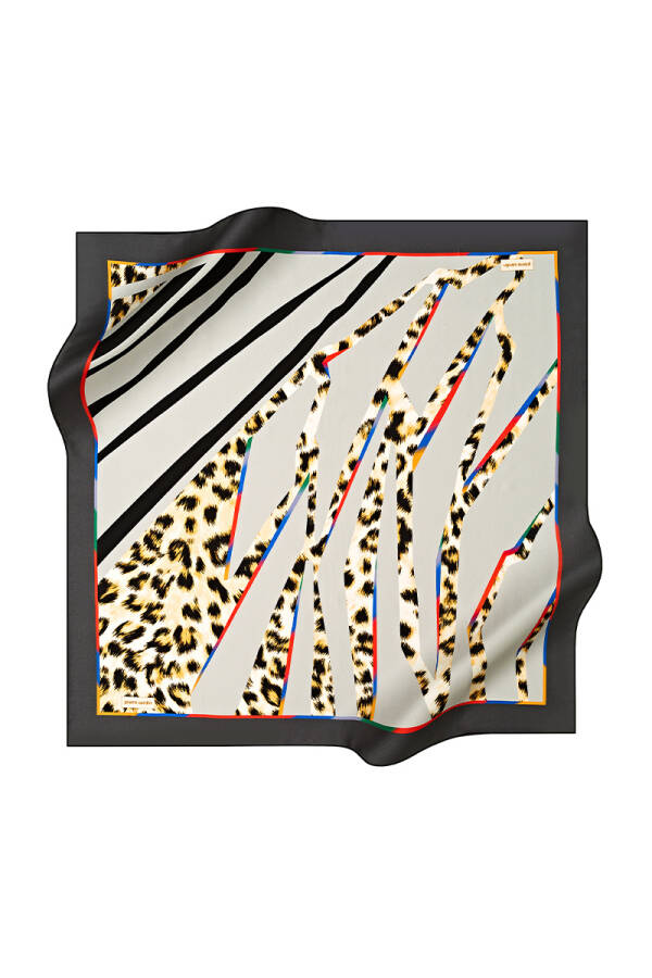 Geometrik Desenli 90X90 Pierre Cardin Krep Saten Eşarp - 1