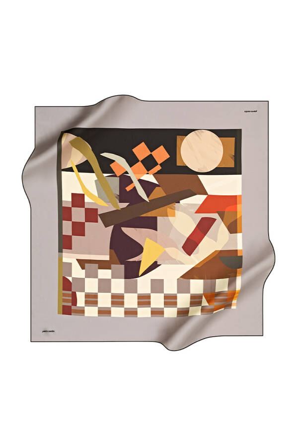 Renkli 90X90 Pierre Cardin Krep Saten Eşarp - 1