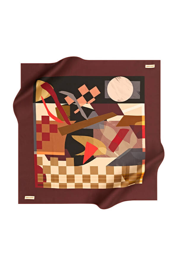 Geometrik Desenli 90X90 Pierre Cardin Krep Saten Eşarp - 1