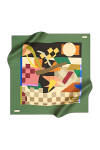 Renkli 90X90 Pierre Cardin Krep Saten Eşarp 