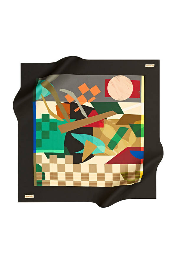 Renkli 90X90 Pierre Cardin Krep Saten Eşarp - 1