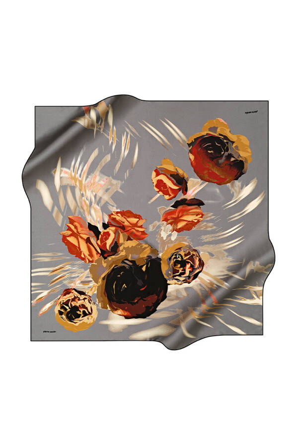 Çiçek Desenli 90X90 Pierre Cardin Krep Saten Eşarp - 1