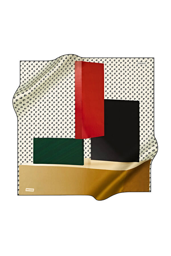 Renkli 90X90 Pierre Cardin Krep Saten Eşarp - 1