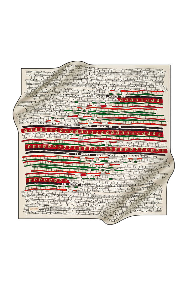 Geometrik Desenli 90X90 Pierre Cardin Krep Saten Eşarp - 1