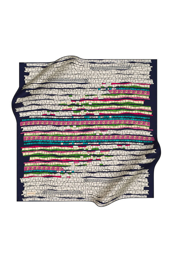 Geometrik Desenli 90X90 Pierre Cardin Krep Saten Eşarp - 1