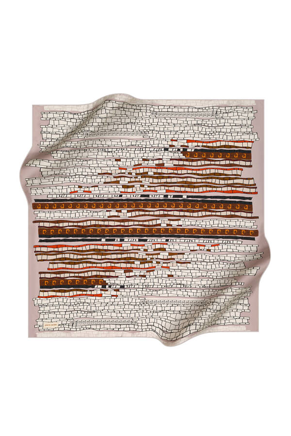 Geometrik Desenli 90X90 Pierre Cardin Krep Saten Eşarp - 1