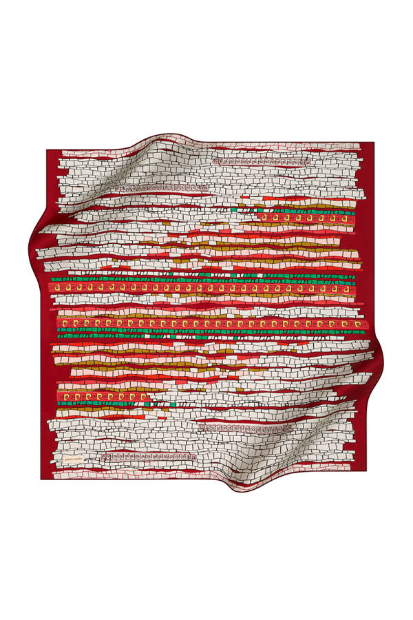 Geometrik Desenli 90X90 Pierre Cardin Krep Saten Eşarp - 1