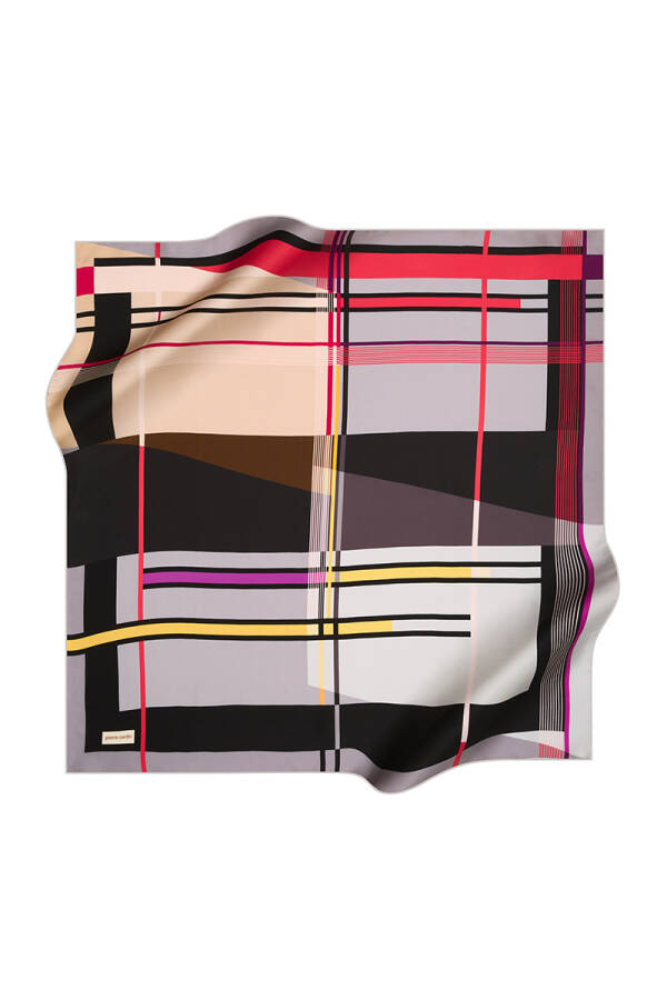 Geometrik Desenli 90X90 Pierre Cardin Krep Saten Eşarp - 1