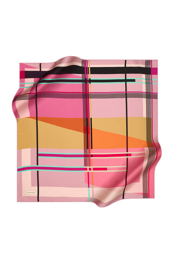 Geometrik Desenli 90X90 Pierre Cardin Krep Saten Eşarp - 1