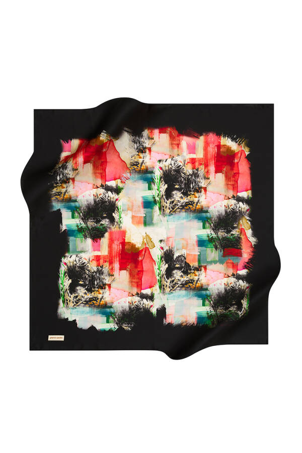 Renkli 90X90 Pierre Cardin Krep Saten Eşarp - 1