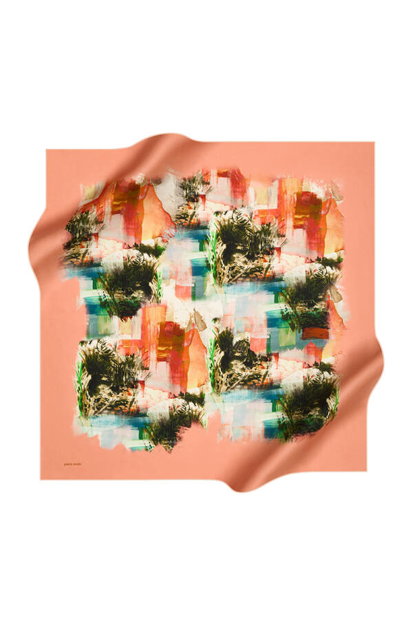 Çiçek Desenli 90X90 Pierre Cardin Krep Saten Eşarp - 1