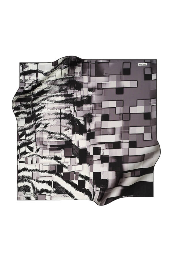 Geometrik Desenli 90X90 Pierre Cardin Krep Saten Eşarp - 1