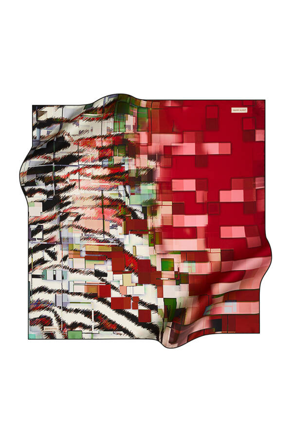 Renkli 90X90 Pierre Cardin Krep Saten Eşarp - 1