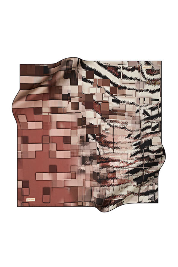 Renkli 90X90 Pierre Cardin Krep Saten Eşarp - 1