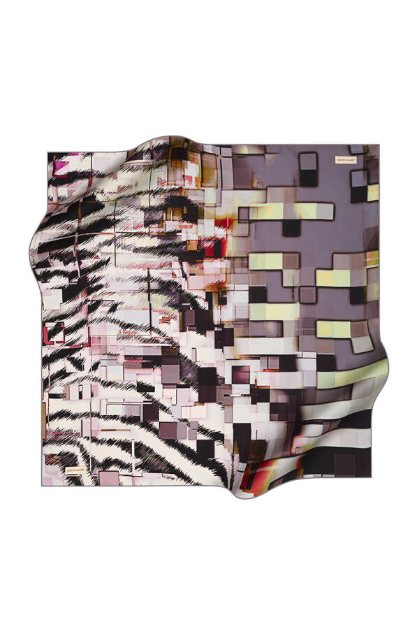 Geometrik Desenli 90X90 Pierre Cardin Krep Saten Eşarp - 1