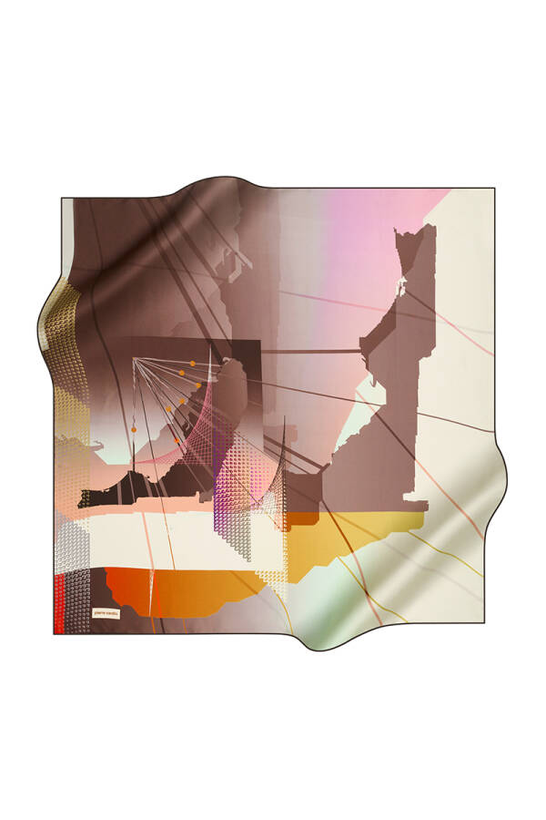 Renkli 90X90 Pierre Cardin Krep Saten Eşarp - 1