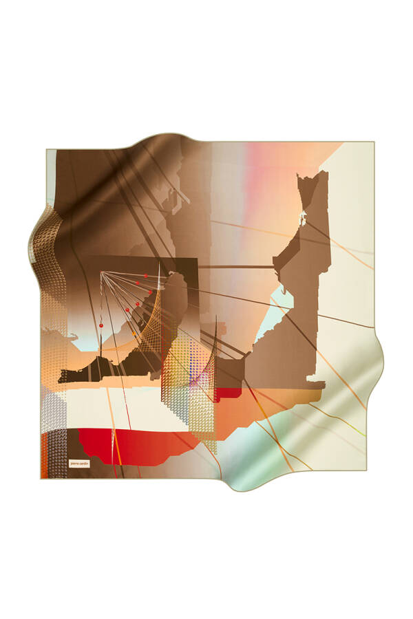 Renkli 90X90 Pierre Cardin Krep Saten Eşarp - 1