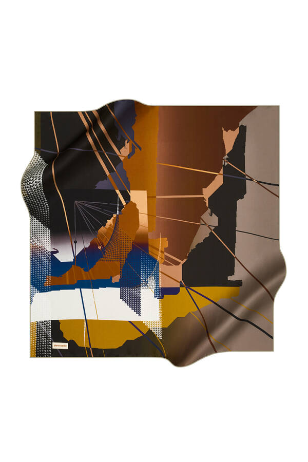 Renkli 90X90 Pierre Cardin Krep Saten Eşarp - 1