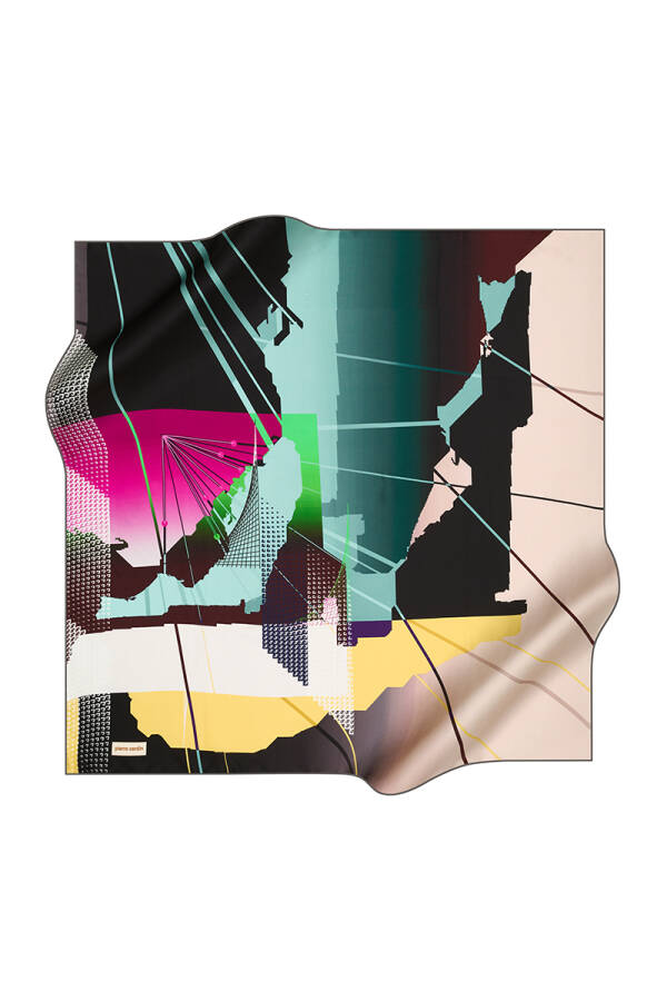 Geometrik Desenli 90X90 Pierre Cardin Krep Saten Eşarp - 1