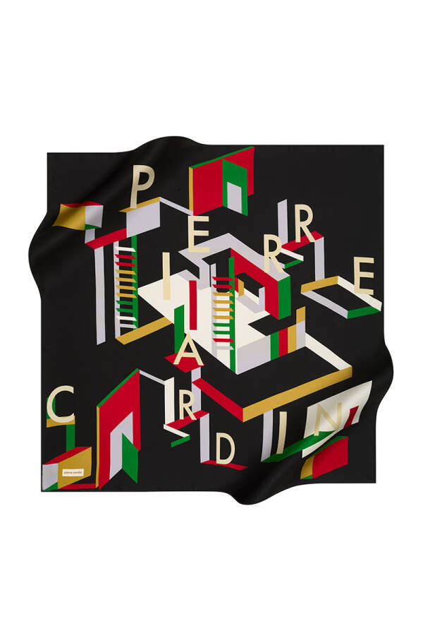 Renkli 90X90 Pierre Cardin Krep Saten Eşarp - 1