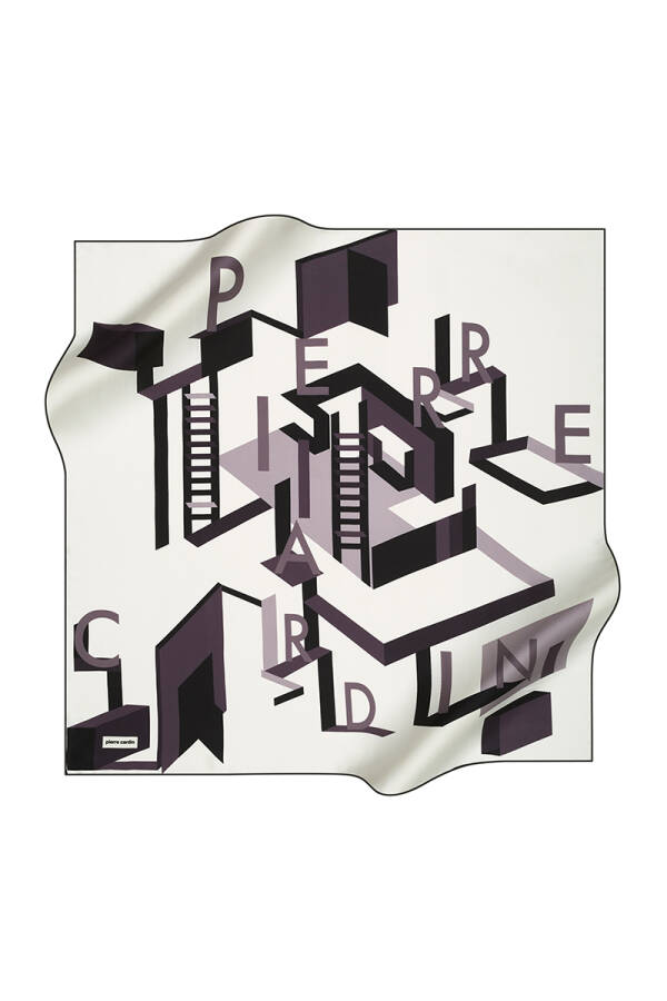 Geometrik Desenli 90X90 Pierre Cardin Krep Saten Eşarp - 1