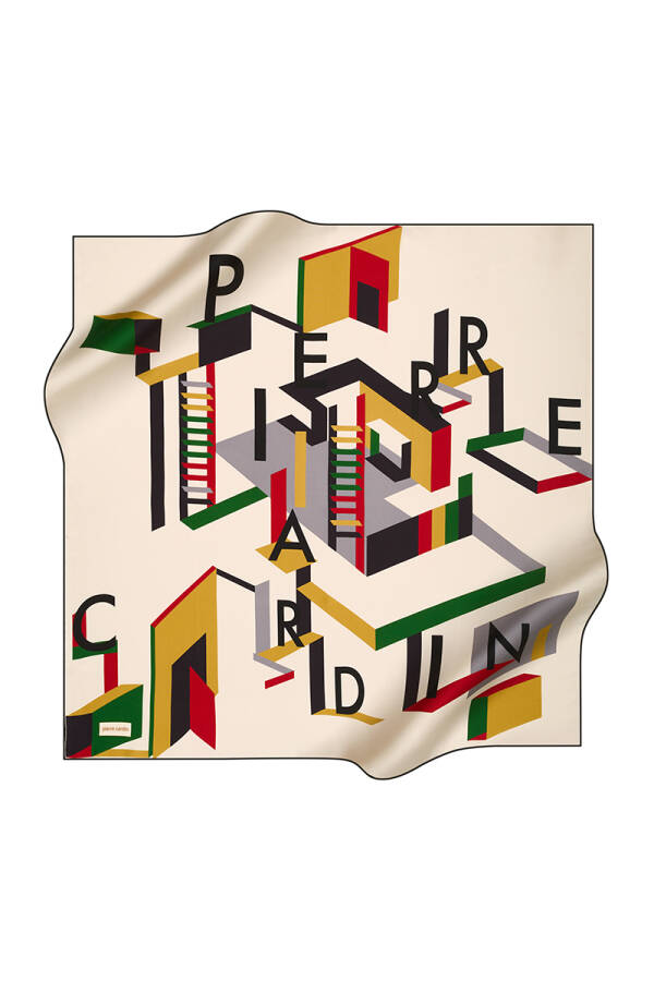 Geometrik Desenli 90X90 Pierre Cardin Krep Saten Eşarp - 1