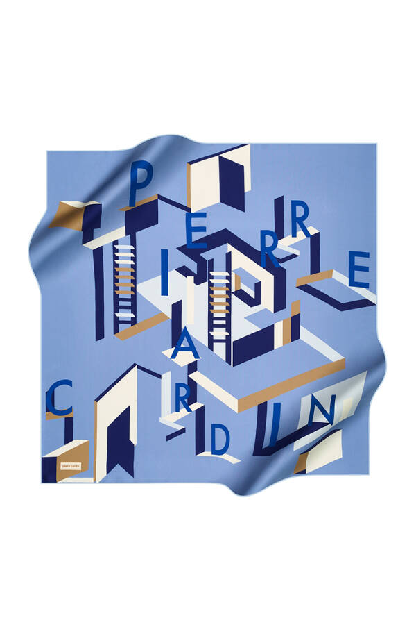 Renkli 90X90 Pierre Cardin Krep Saten Eşarp - 1