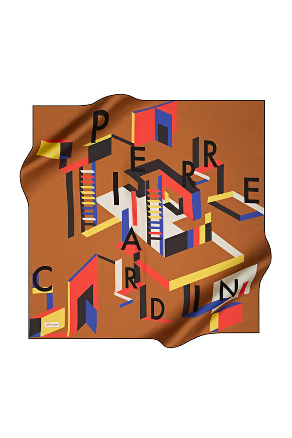 Geometrik Desenli 90X90 Pierre Cardin Krep Saten Eşarp - 1