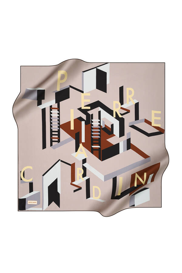 Renkli 90X90 Pierre Cardin Krep Saten Eşarp - 1