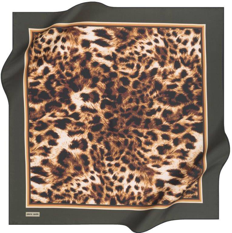 Leopar Desenli 90X90 Pierre Cardin Polyester Tivil Eşarp - 1