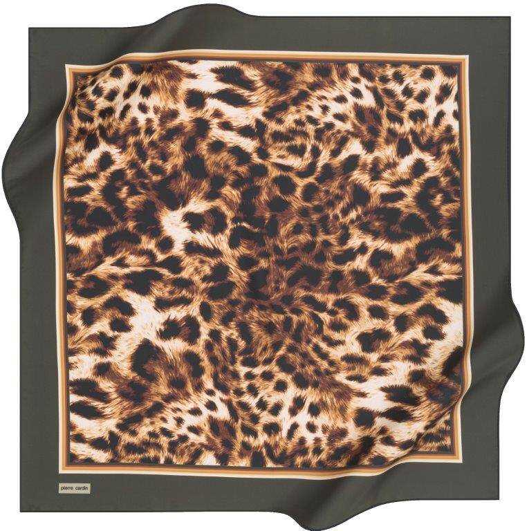 Leopar Desenli 90X90 Polyester Twill Eşarp - Pierre Cardin