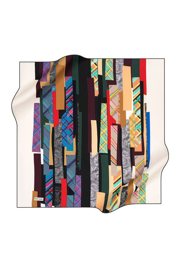 Renkli 90X90 Pierre Cardin Polyester Tivil Eşarp - 1