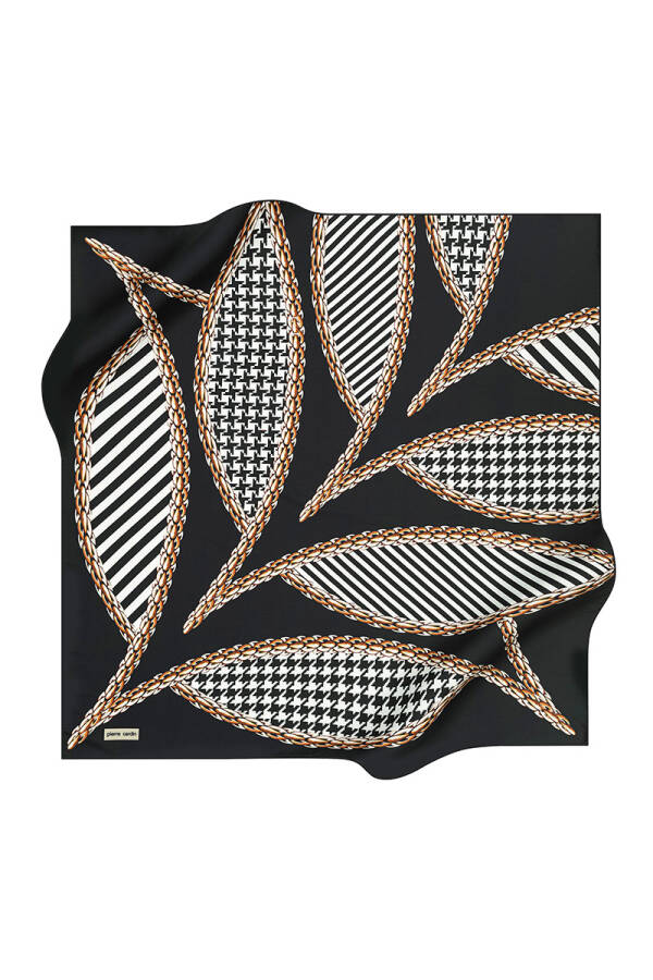 Geometrik Desenli 90X90 Polyester Twill Eşarp - 1