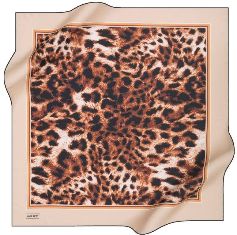 Leopar Desenli 90X90 Pierre Cardin Polyester Tivil Eşarp - 1