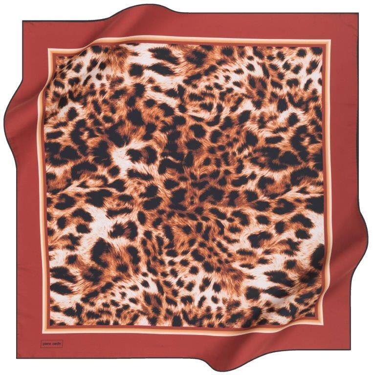 Leopar Desenli 90X90 Pierre Cardin Polyester Tivil Eşarp - 1