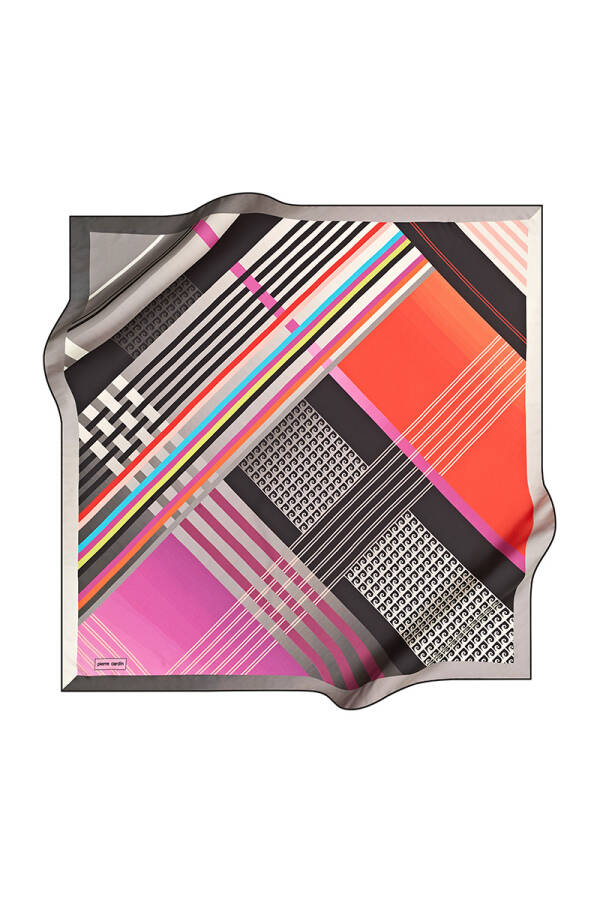 Geometrik Desenli 90X90 Pierre Cardin Polyester Tivil Eşarp - 1
