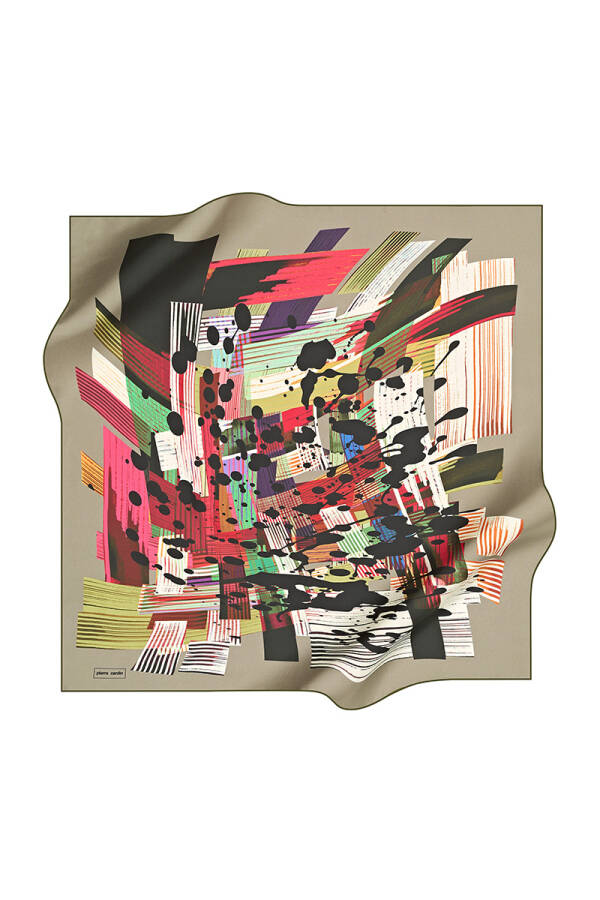 Renkli 90X90 Pierre Cardin Polyester Tivil Eşarp - 1