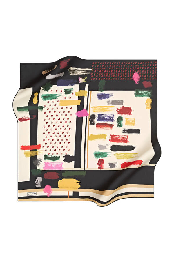 Renkli 90X90 Pierre Cardin Polyester Tivil Eşarp - 1