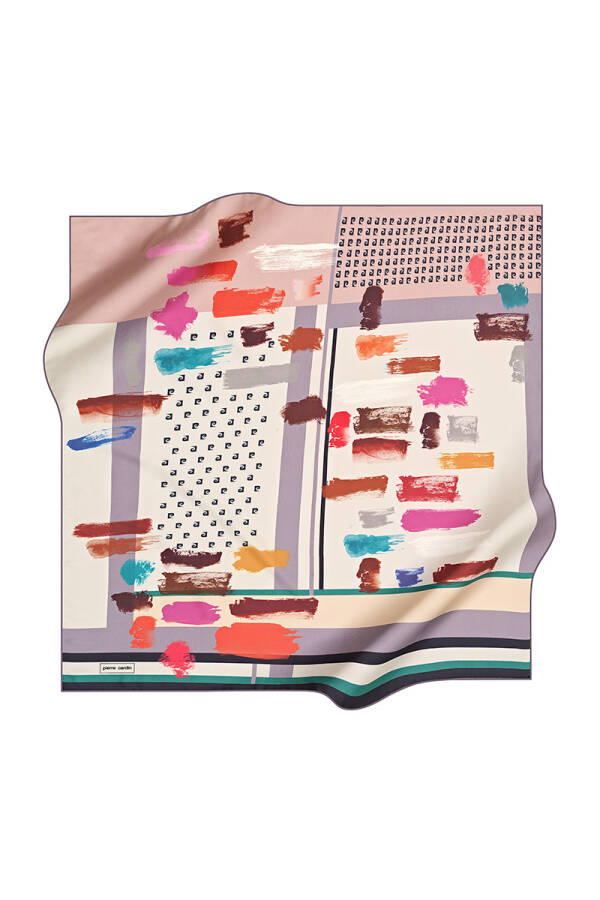 Renkli 90X90 Pierre Cardin Polyester Tivil Eşarp - 1