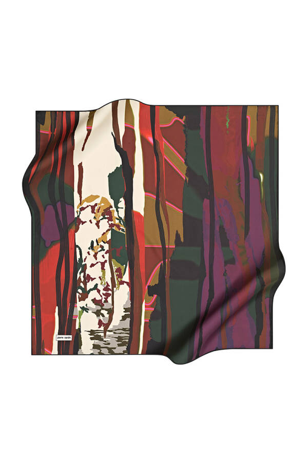 Renkli 90X90 Pierre Cardin Polyester Tivil Eşarp - 1