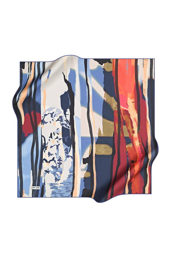 Renkli 90X90 Pierre Cardin Polyester Tivil Eşarp - 1