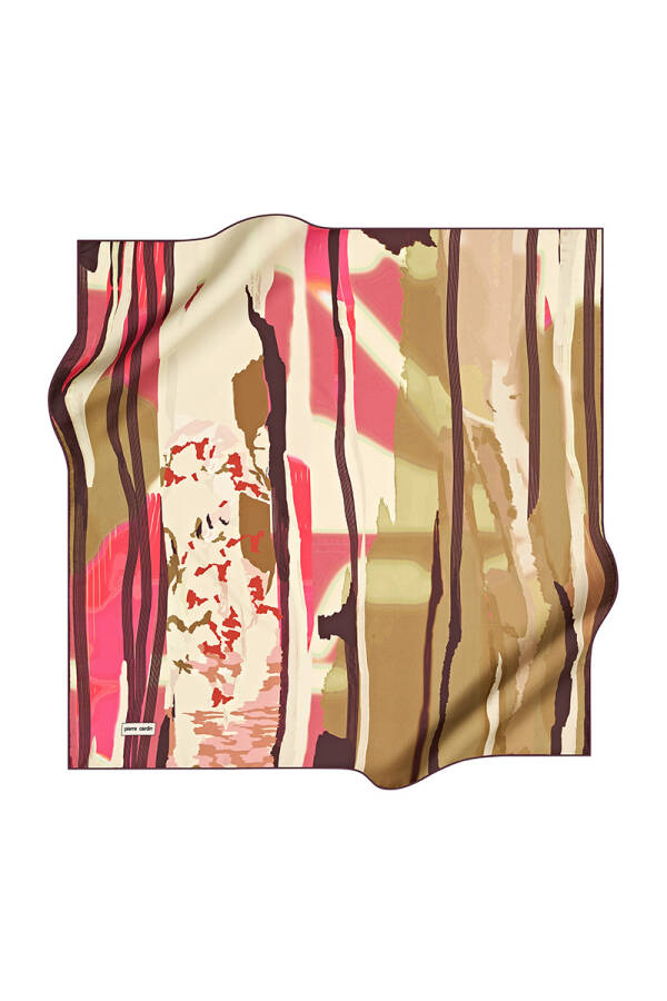 Renkli 90X90 Pierre Cardin Polyester Tivil Eşarp - 1