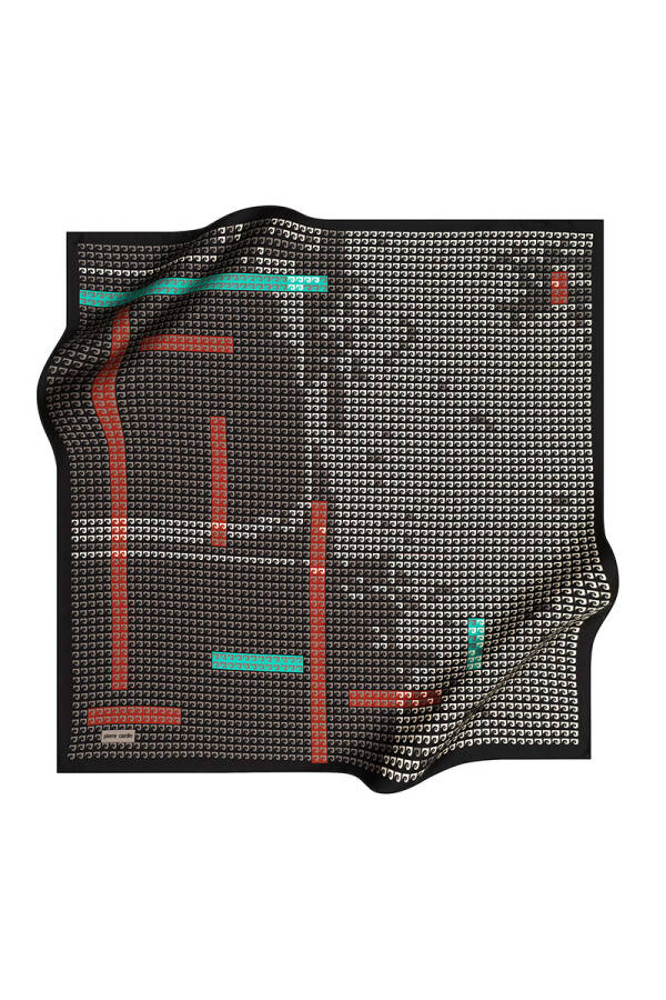 Geometrik Desenli 90X90 Pierre Cardin Polyester Tivil Eşarp - 1