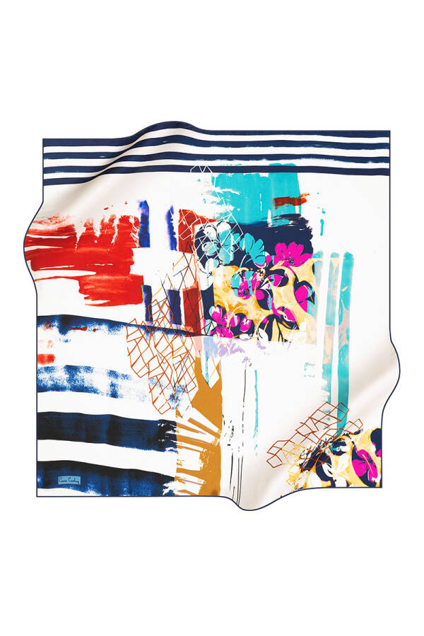 Renkli 90X90 Pierre Cardin Tivil Eşarp - 1